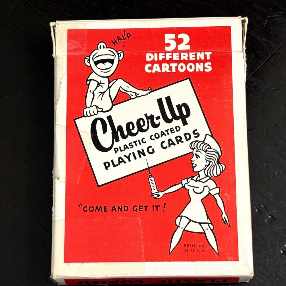 Vtg. Cheer Up Playing Cards 52 Cartoons Stan Craft Medical Humor Complete Deck